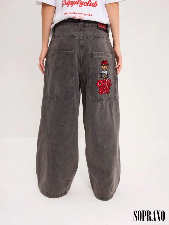 Chill Boy keng baggy jinsilar, erkaklar, ayollar va o‘smirlar uchun, o‘lchamlar XXXS–XL