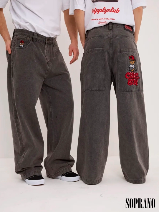 Chill Boy keng baggy jinsilar, erkaklar, ayollar va o‘smirlar uchun, o‘lchamlar XXXS–XL