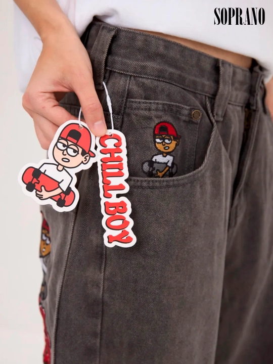 Chill Boy keng baggy jinsilar, erkaklar, ayollar va o‘smirlar uchun, o‘lchamlar XXXS–XL