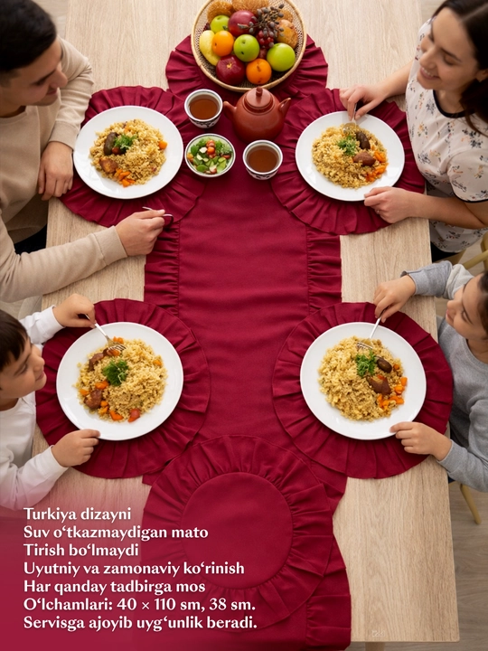 Zamonaviy ranner + 6 ta likopcha. Turk dizayni. Uyingizdagi shinamlik va nafosat - 