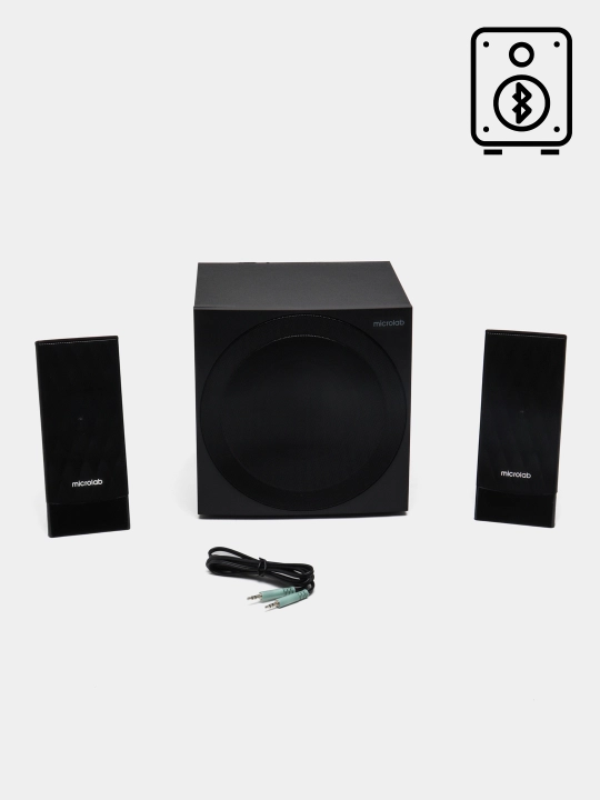 Microlab M-300BT Bluetooth kolonka, 2.1 ovoz tizimi, kuchli bass, USB, AUX, sifatli ovoz - 
