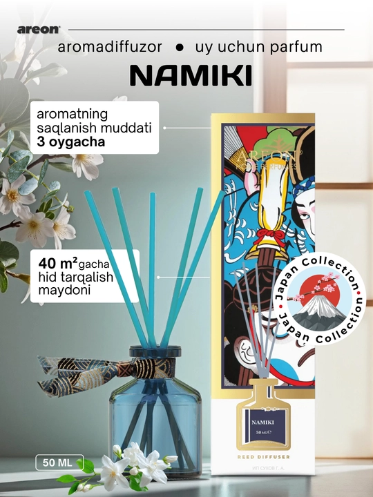 Ароматический диффузор Areon Japan Collection, ароматизатор воздуха для дома и офиса, 50 мл