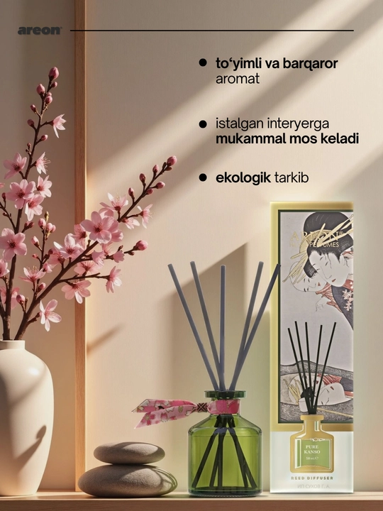 Aromatik diffuzor Areon Japan Collection, uy va ofis uchun havo aromatizatori, 50 ml