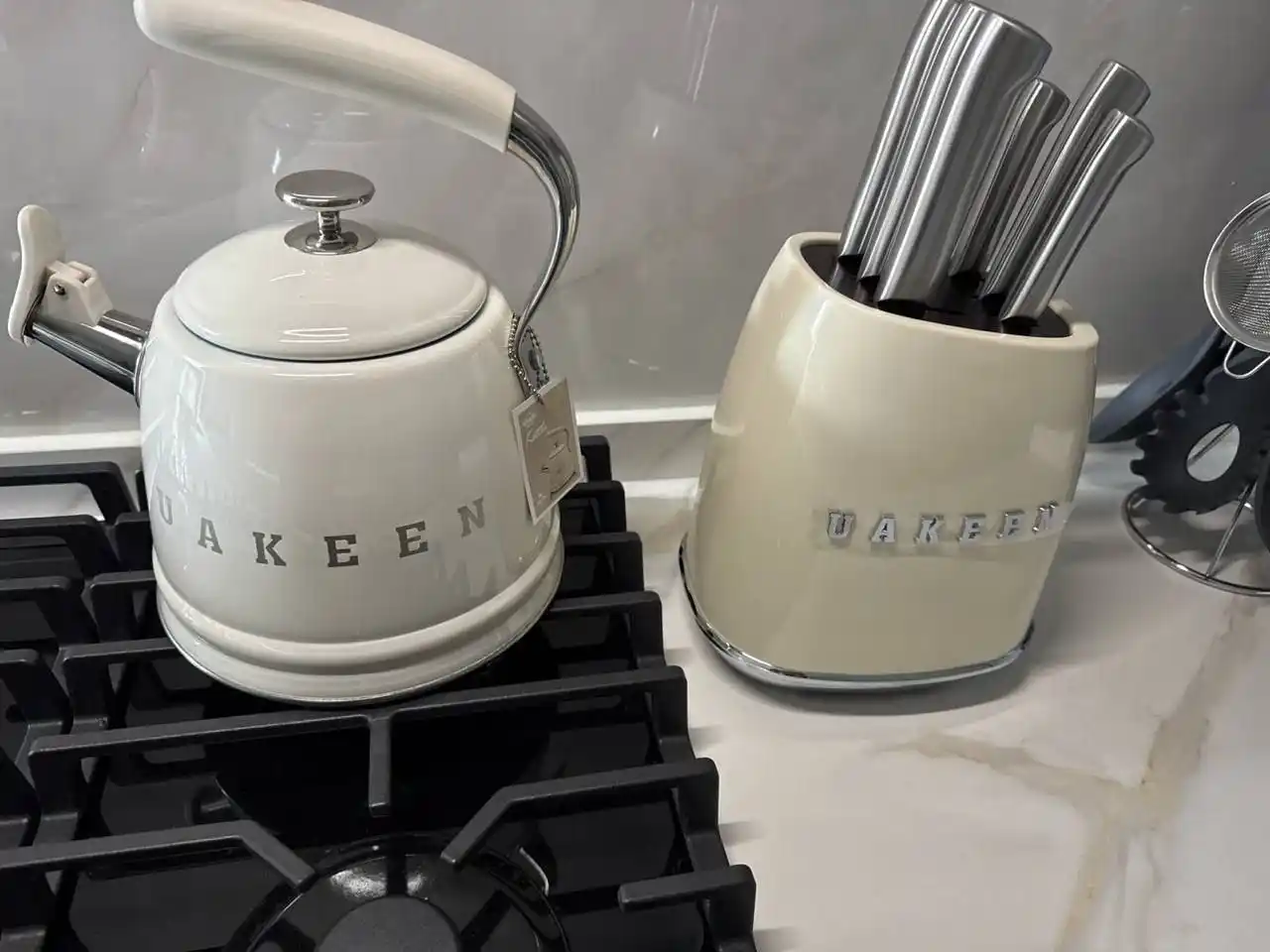 Ножи кухонные Uakeen, из нержавеющей стали, на подставке, для кухни, в наборе 6 ножей