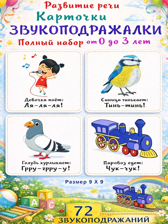 Развивающие карточки ламинированные Звукоподражалки - 
