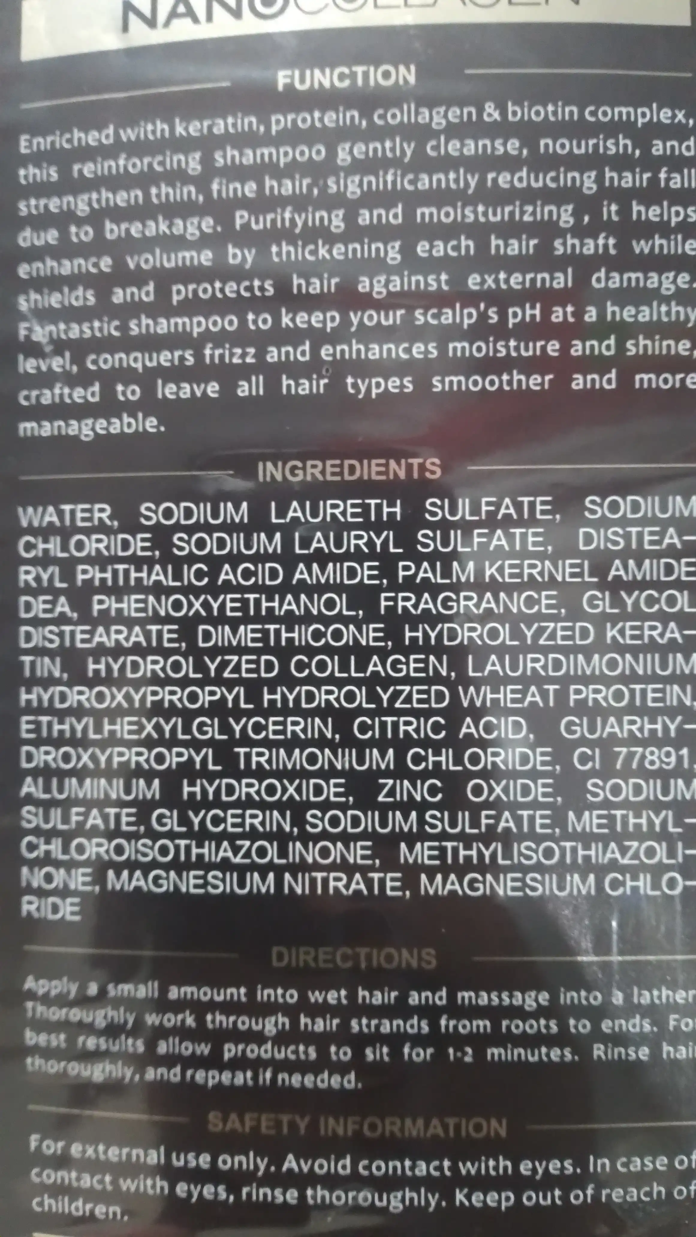 Keratin Queen sulfatsiz va parabensiz soch yangilovchi shampun, nano kollagen, 900 ml