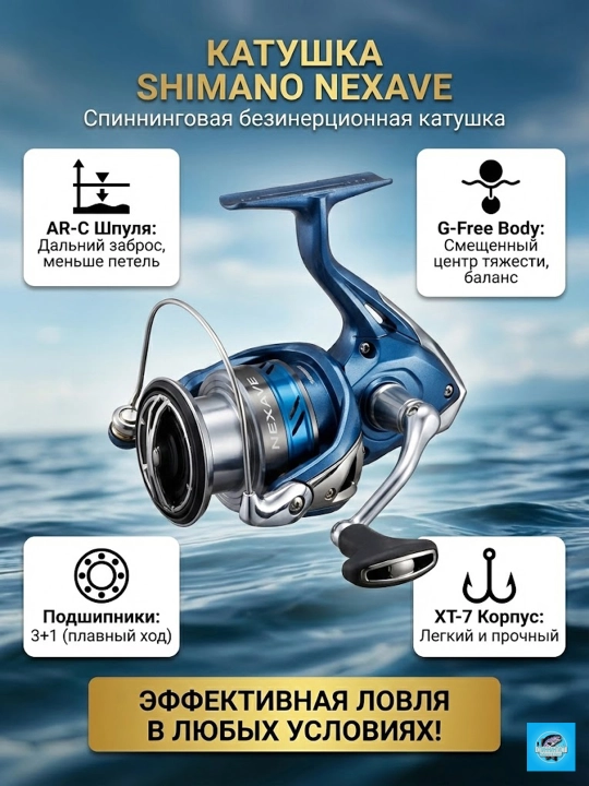 Безынерционная катушка Shimano Nexave. Японское качество - 