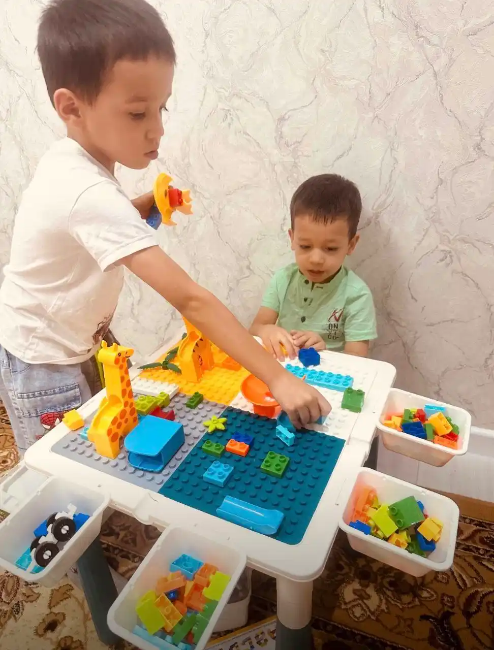 Детский игровой стол 6в1 с конструктором, стульчик, лего кубики