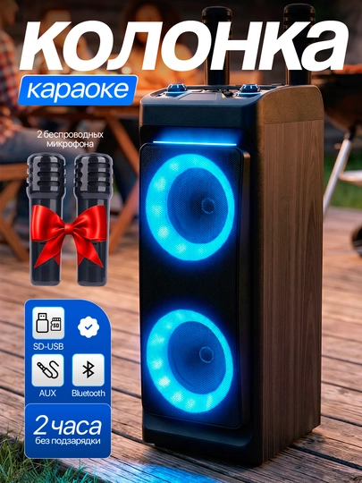 Колонка для караоке Bluetooth ZQS 4290 + 2 беспроводных микрофона
