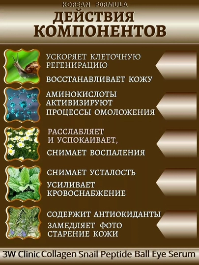 Сыворотка для век 3W Clinic Collagen Retinol, от морщин и отеков, с роликовым массажером
