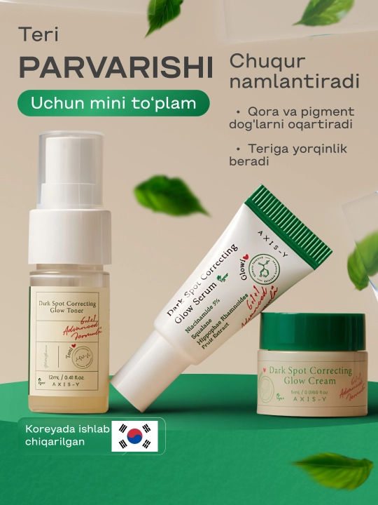 Axis-Y Glow Trio terini namlash, rangini tekislash va yorqinlashtirish uchun to‘plam