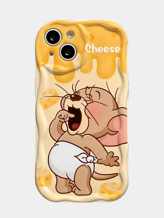 3D g'ilof print "JERRY" iPhone 7 ,8 ,XS ,11 ,12 ,13 ,14 ,15 ,16 ,17 Pro Max uchun