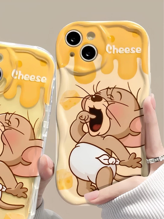 3D g'ilof print "JERRY" iPhone 7 ,8 ,XS ,11 ,12 ,13 ,14 ,15 ,16 ,17 Pro Max uchun