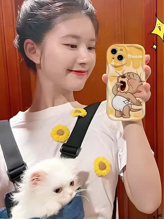 3D g'ilof print "JERRY" iPhone 7 ,8 ,XS ,11 ,12 ,13 ,14 ,15 ,16 ,17 Pro Max uchun