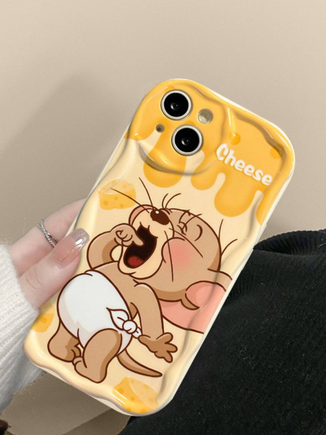 3D g'ilof print "JERRY" iPhone 7 ,8 ,XS ,11 ,12 ,13 ,14 ,15 ,16 ,17 Pro Max uchun