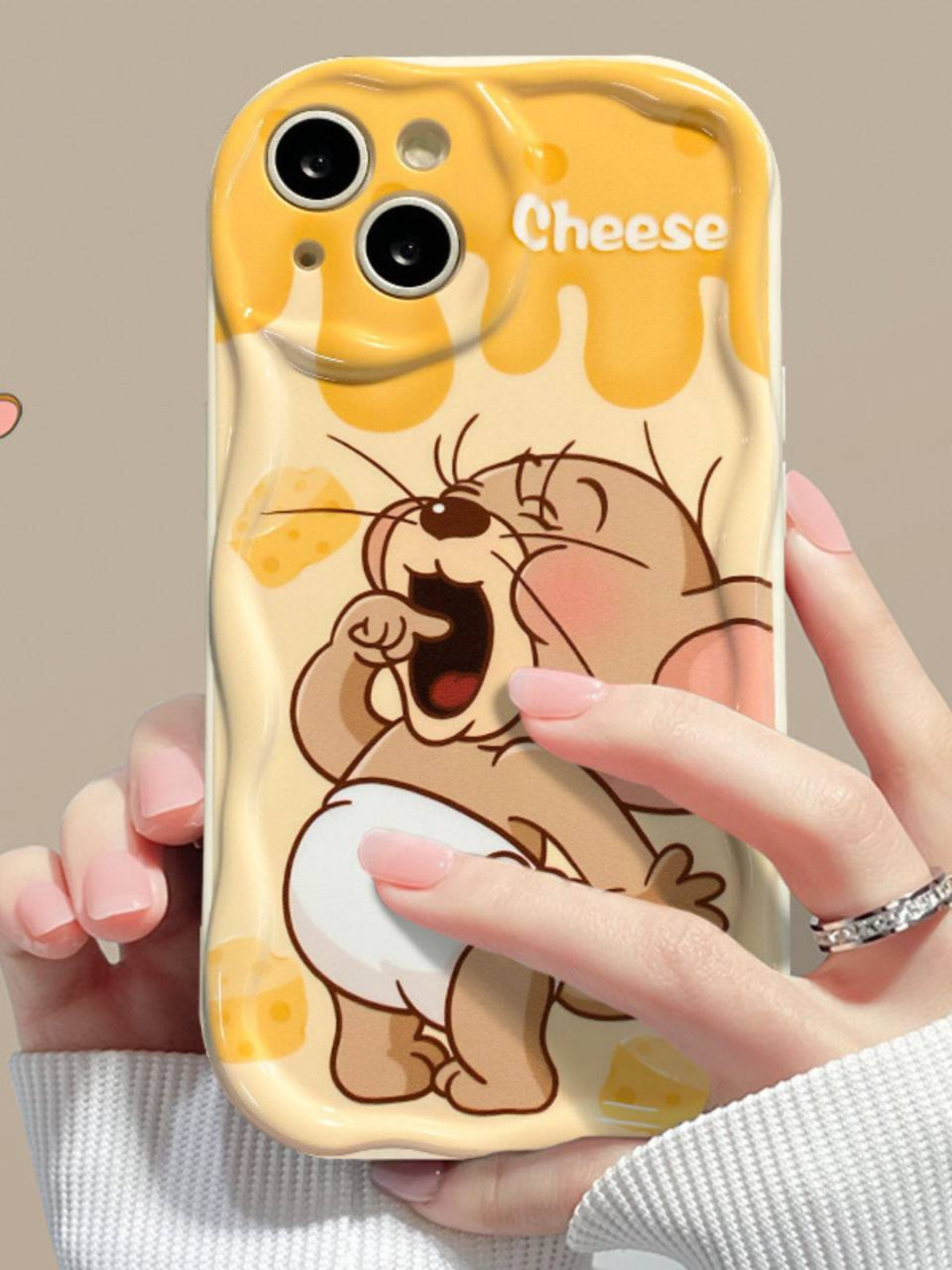 3D g'ilof print "JERRY" iPhone 7 ,8 ,XS ,11 ,12 ,13 ,14 ,15 ,16 ,17 Pro Max uchun