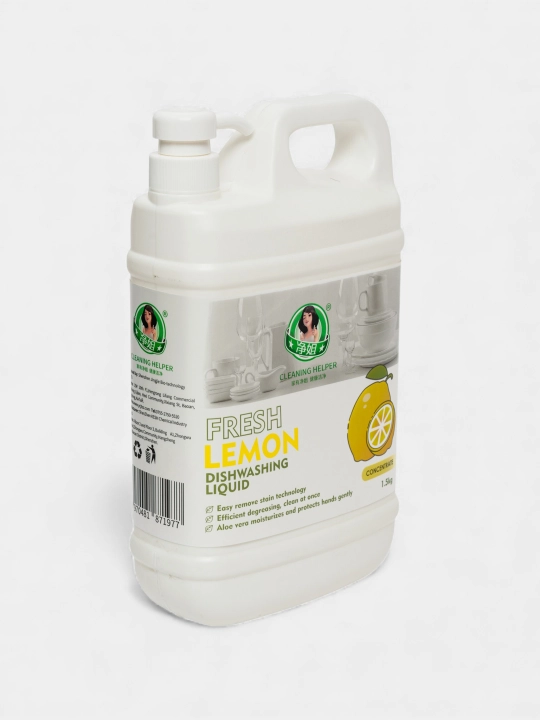1,5 kg idish yuvish geli, Fresh Lemon, Peach konsentrati - tozalik va yaltiroqlik