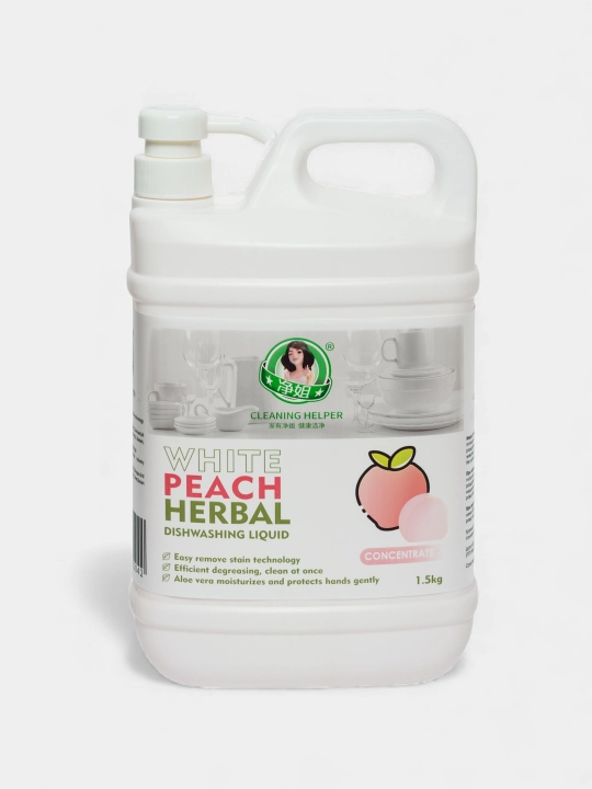 1,5 kg idish yuvish geli, Fresh Lemon, Peach konsentrati - tozalik va yaltiroqlik