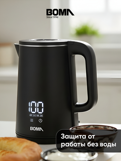 Elektr choynaglar BOMA 1500Vt, shisha, po'lat va sensorli displey 2-2,5 litr, LED va 360°