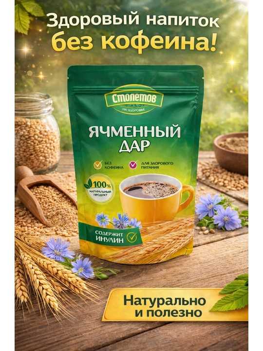 Напиток кофейный "цикорий" раств. порошк. "Столетов" Ячменный Дар, 100 г - 