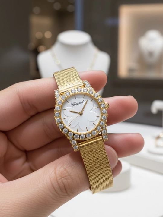 Chopard ayollar kvars soati, oltin rang, oq siferblatli, klassik - 