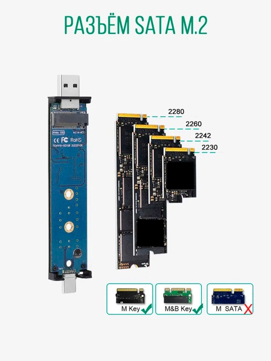 SSD M.2 NVMe/NGFF qolip USB Type-c USB Gen2