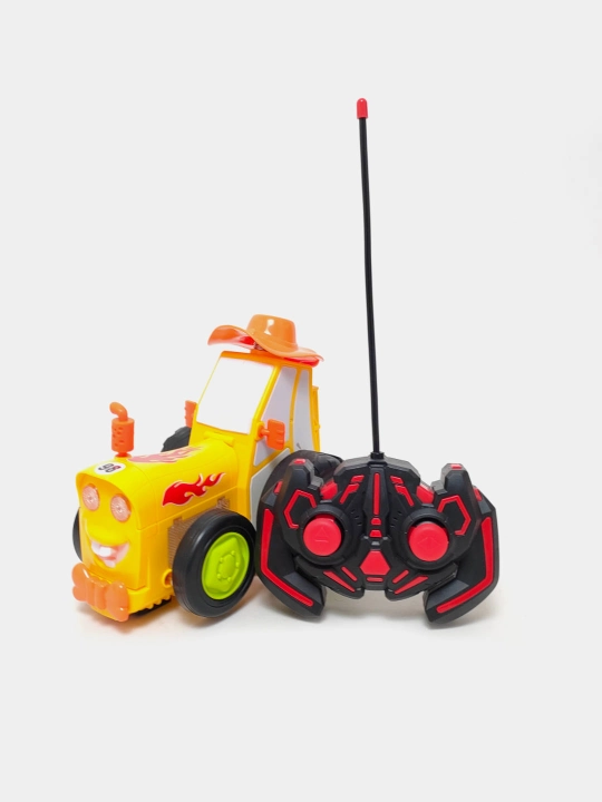 Siniy traktor bolalar mashinasi, musiqiy o'yinchoq mashina bolalar uchun, 1+