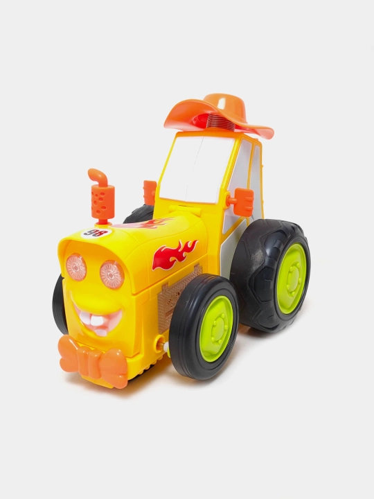 Siniy traktor bolalar mashinasi, musiqiy o'yinchoq mashina bolalar uchun, 1+