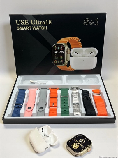 Умные часы, 1+1, 2 Smart Watch 8 и 8 ultra, 11 ремешков и чехол в комплекте — PUMAUZ-WATCH-СИНМЕЛ