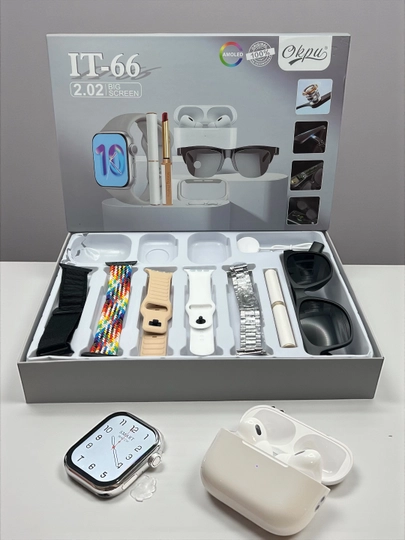 Умные часы, 1+1, 2 Smart Watch 8 и 8 ultra, 11 ремешков и чехол в комплекте — PUMAUZ-WATCH-БЕЖМЕЛ