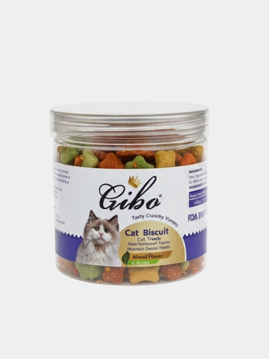 Лакомство для кошек печенья, микс вкусов, Gibo Cat Biscuit, 3 баночки по 100 г - 