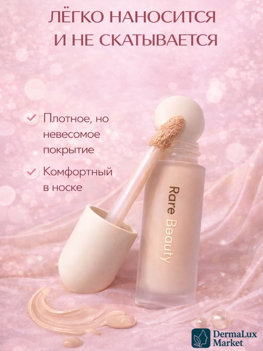 Konsiler Rare Beauty Liquid-terini yoritadi, nuqsonlarni yopadi, yengil va tabiiy qoplama