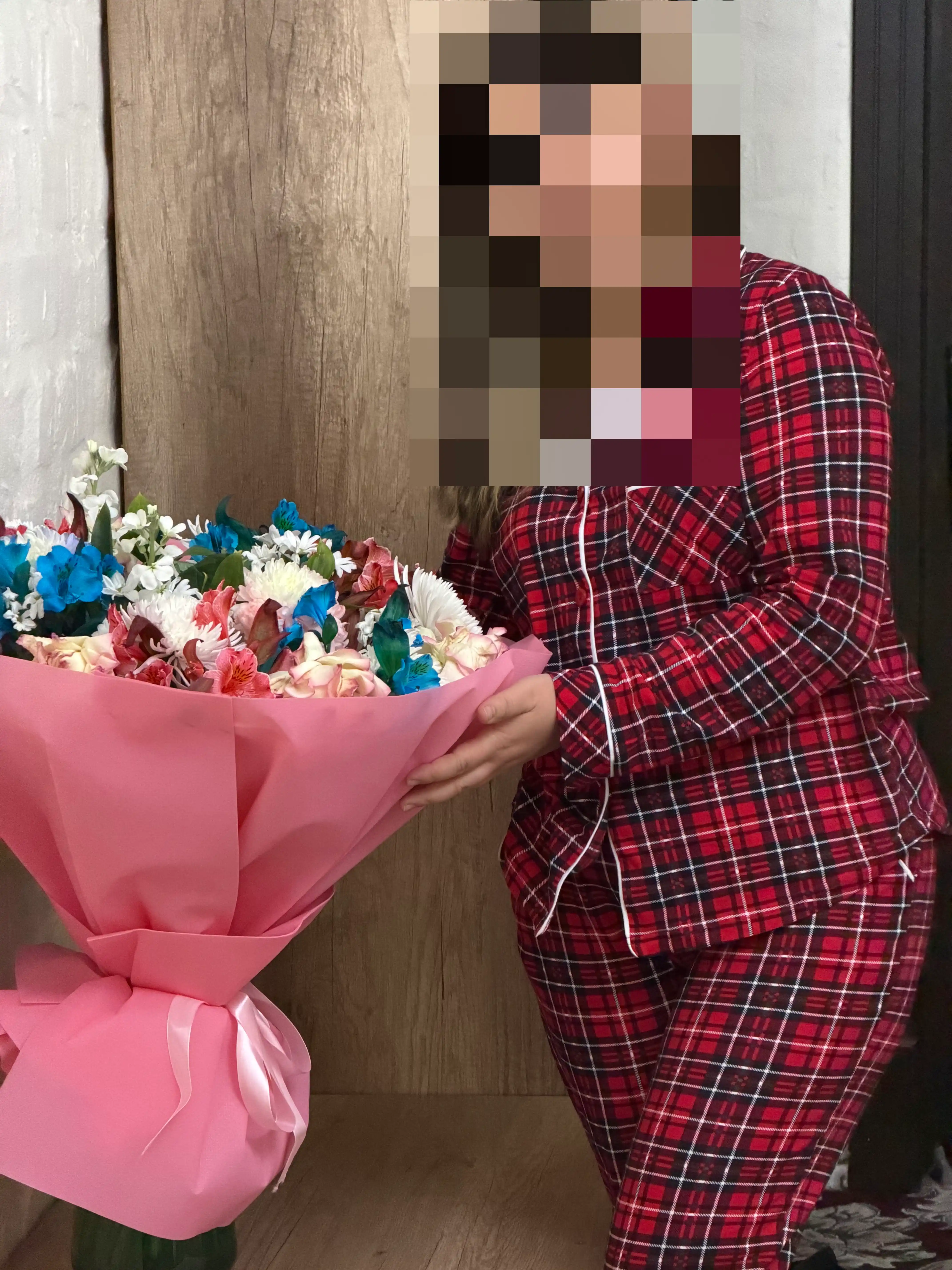 Ayollar pijamasi, katakli, o‘lchamlari 44–56, uy kiyimi, 100% paxta