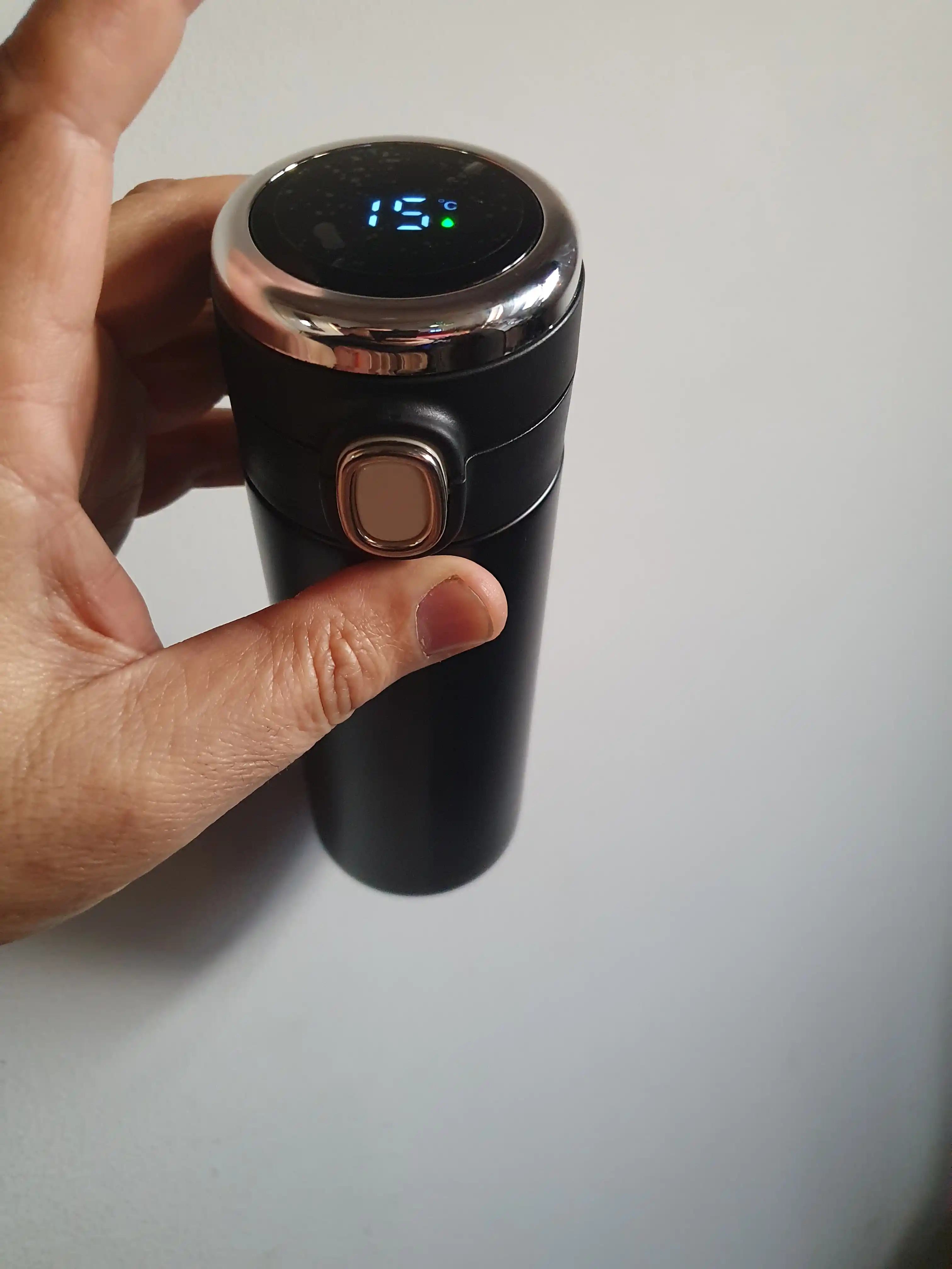 Termal krujka, choy, qahva, ofis va sayohat uchun, harorat sensori bilan termos, 420 ml