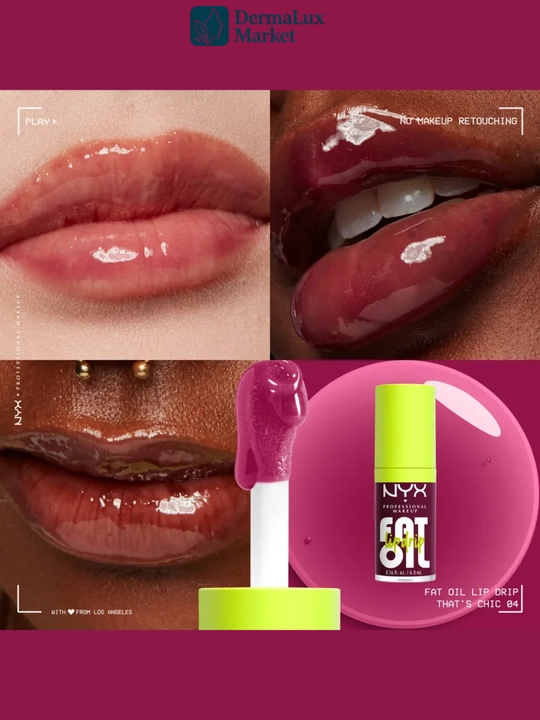 Lab uchun NYX Fat Oil, yumshatadi, namlovchi va tabiiy yaltiroq effekt, yopishqoq emas,yorqin