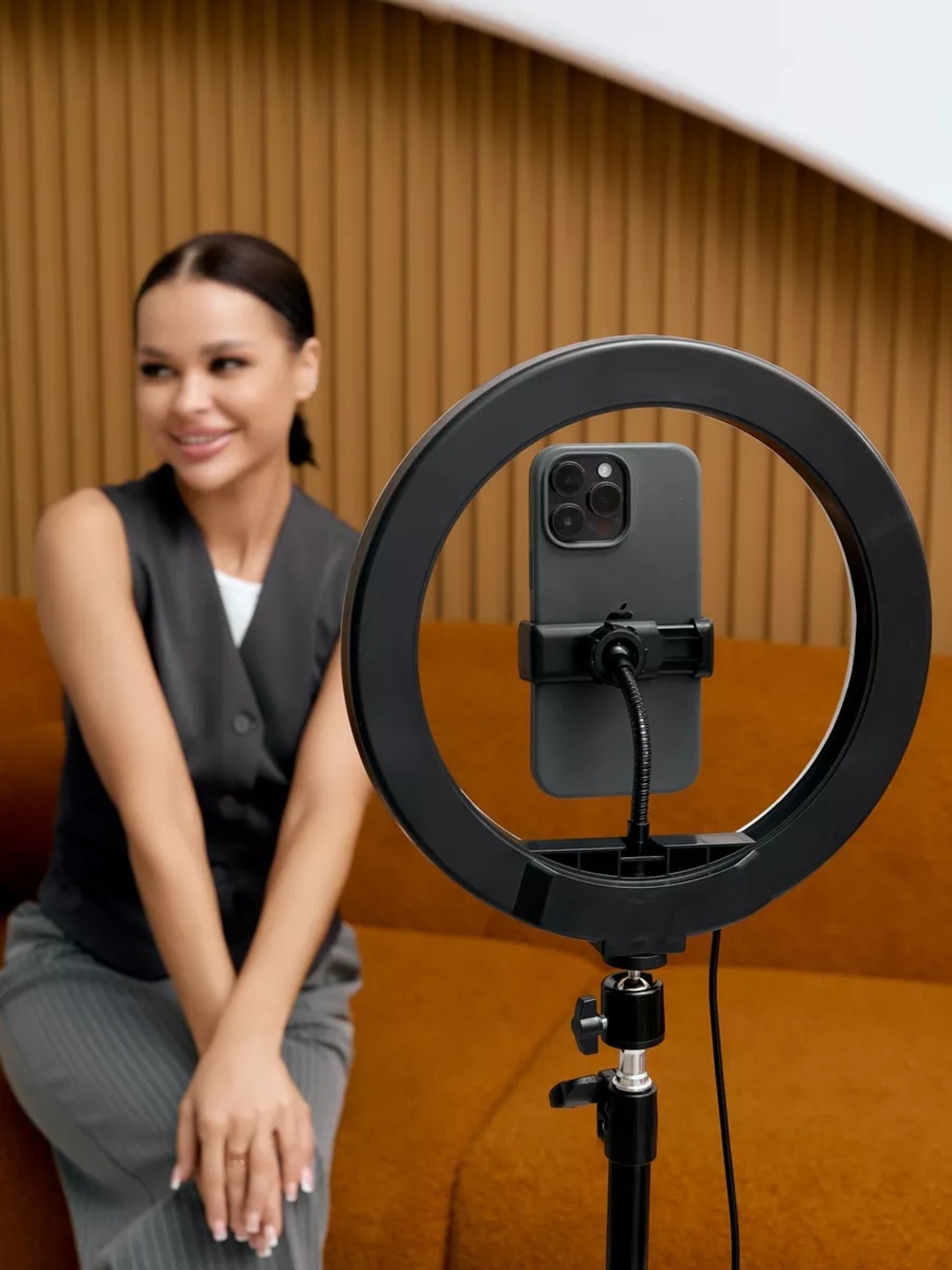 Universal halqasimon lampa, diametri 45 sm, 36 sm, 30 sm va 26 sm, shtativ bilan
