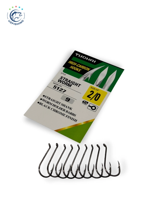 Baliq ovlash uchun kruchoklar TUOHAI 5127 Straight Worm, tikanli ofset kruchoklar to'plami