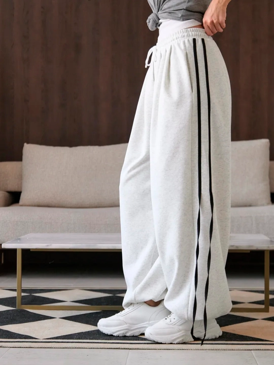 Женские широкие спортивные штаны (oversize jogger), трикотажные брюки, весна-осень - 