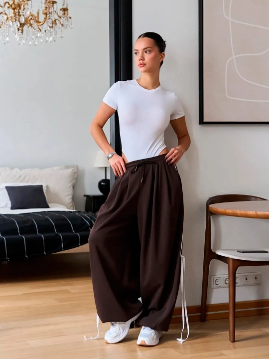 Ayollar keng sport shimi (oversize jogger), trikotaj shim, bahor-kuz