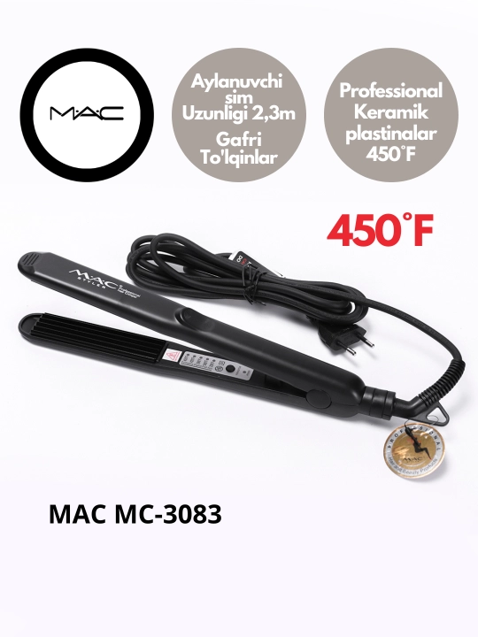 Professional gofrirovka soch uchun dazmol, MAC Styler MC-3083, keramik plastinali