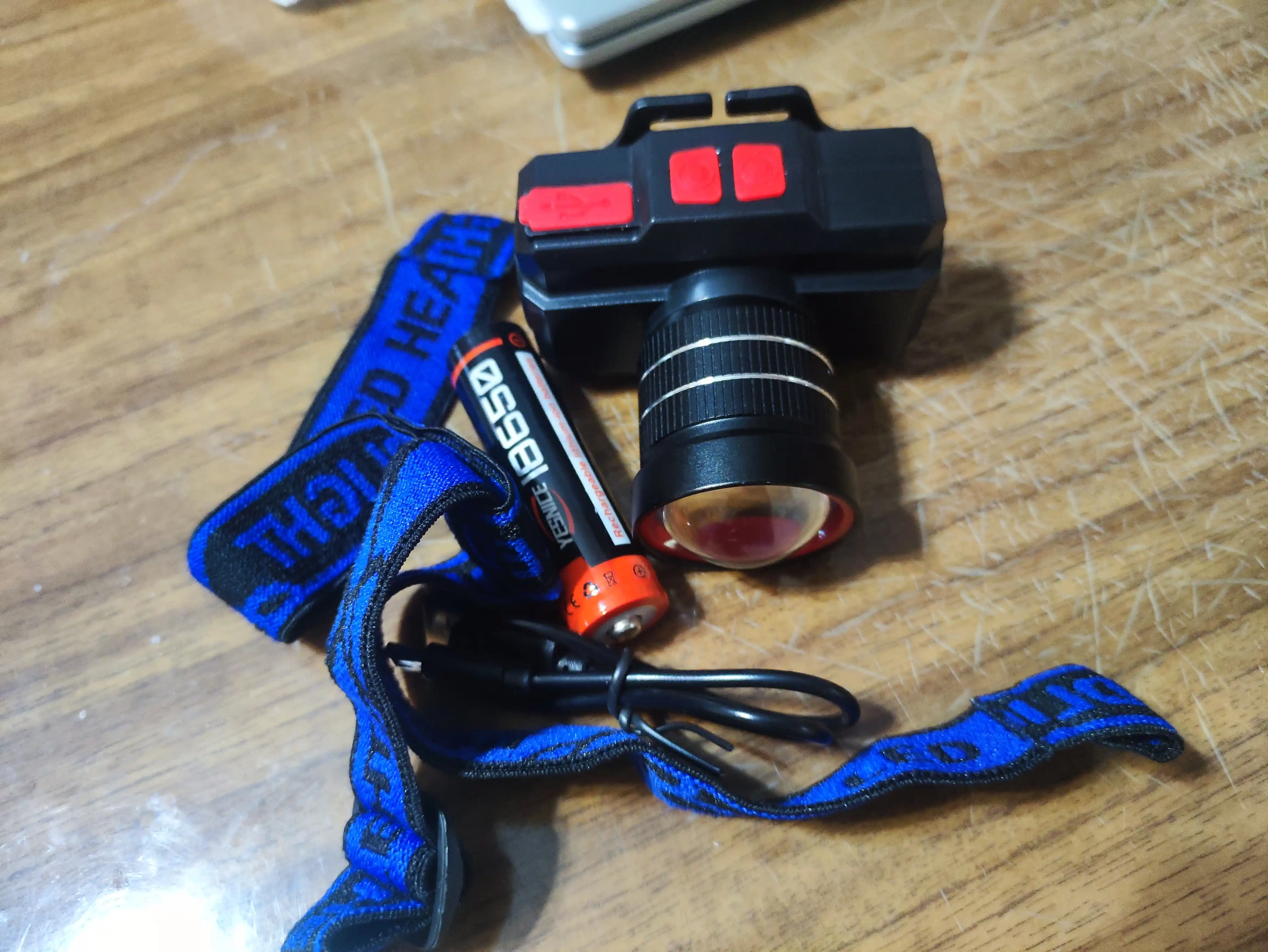 Professional LED bosh fonar — kuchli, quvvatlanuvchi chiroq fanar, Fonar, Batareyka
