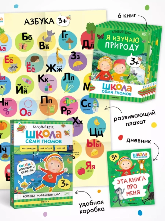Развивающие книги «Школа Семи Гномов. Окружающий мир», Базовый курс, от 0+ до 6+