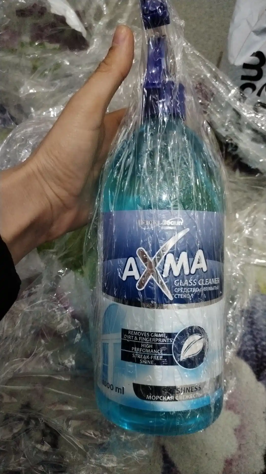 Средство для мытья стёкол Axma, Морская свежесть, 1 л