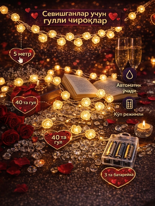 Led girlyanda Ramazom bayrami va romantik kechalar uchun uyning, ichki bezatish - 