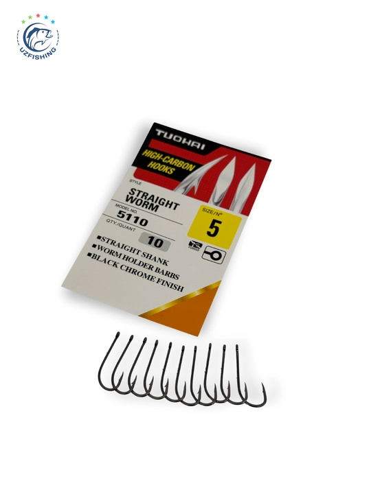 Tuohai 5110 Straight Worm yuqori uglerodli po'latdan yasalgan, 10 dona