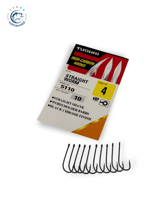 Tuohai 5110 Straight Worm yuqori uglerodli po'latdan yasalgan, 10 dona