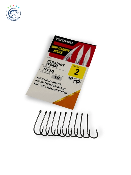 Tuohai 5110 Straight Worm yuqori uglerodli po'latdan yasalgan, 10 dona