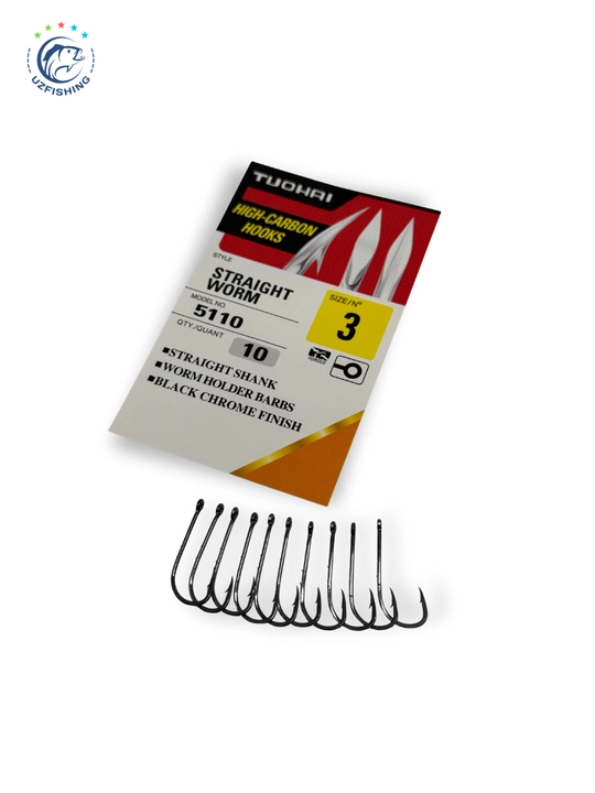 Tuohai 5110 Straight Worm yuqori uglerodli po'latdan yasalgan, 10 dona