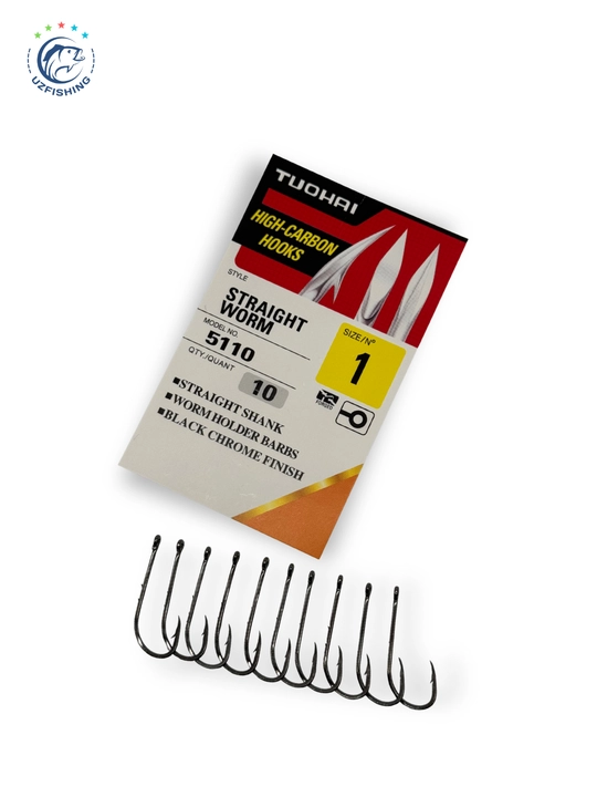 Tuohai 5110 Straight Worm yuqori uglerodli po'latdan yasalgan, 10 dona