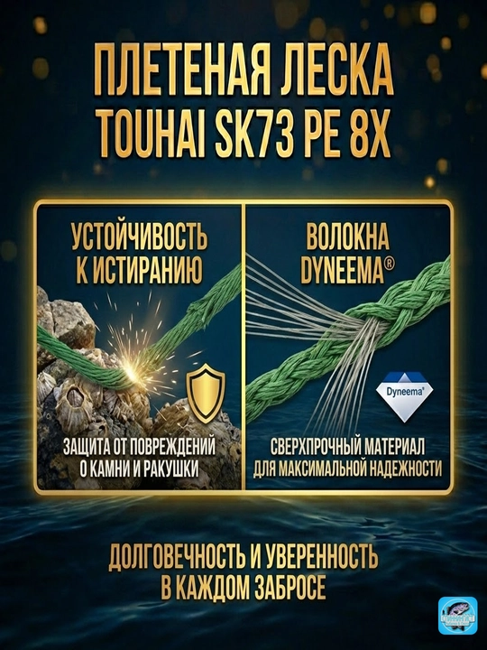 Плетеный шнур Touhai SK73 PE 8x (Dyneema). Японское волокно, 8 жил